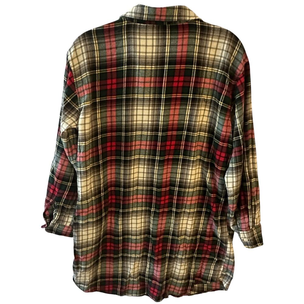 Ralph Lauren Plaid Flannel Nightshirt Womens Medium Green Red Tartan Sleep Shirt - Picture 4 of 8